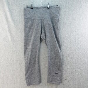 Nike Dri-FIT Gray Heathered Capri Leggings Women L Activewear Workout Athleisure